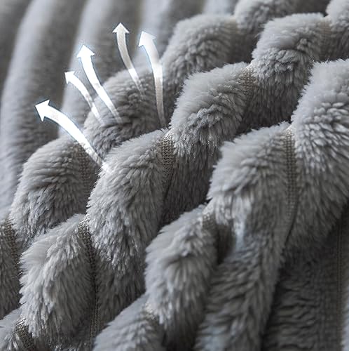 Vista 196 de Hozy - Cobija de forro polar para cama de 330GSM, suave, tela cepillada, muy cálida, para el sofá Gris ceniza