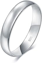 BORUO Silver Ring - 925 Sterling Silver Rings for Women - Stacking Rings - Elegant Silver Band Rings for Women and Men - Gifts for Special Occasions 4mm, 6mm Ring Size 4-15