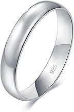 BORUO Silver Ring – 925 Pure Sterling Silver Ring - Sterling Silver Rings for Women – Elegant Silver Band Rings For Women and Men - Gifts for Special Occasions 4mm, 6mm Ring Size 4-15