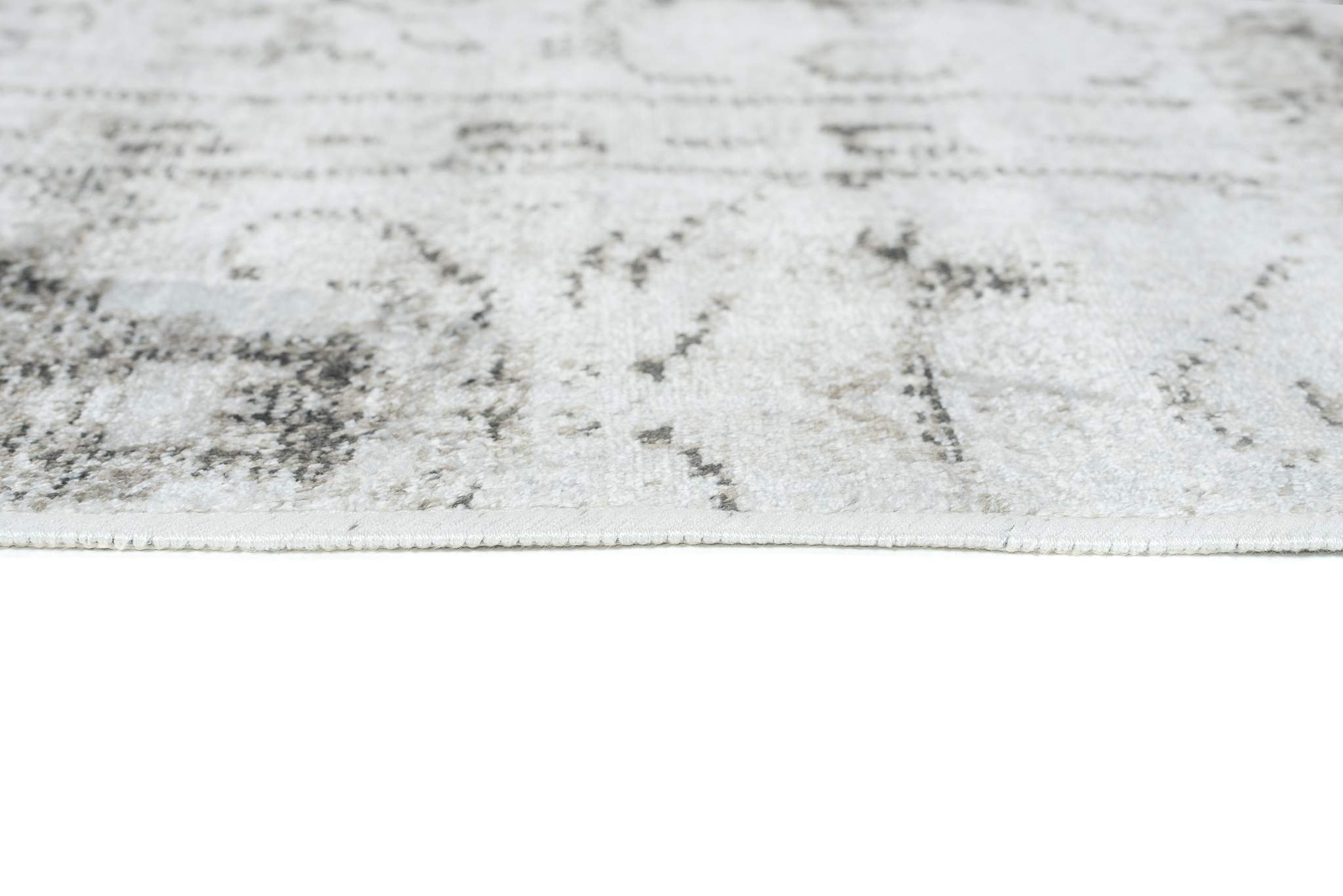 Tapiso Jafar dywan do salonu, cienki, krótkie runo, nowoczesny, vintage, kwiecisty melanż, kremowo-szary, designerski do jadalni, płaskie runo, wiskoza, 160 x 230 cm