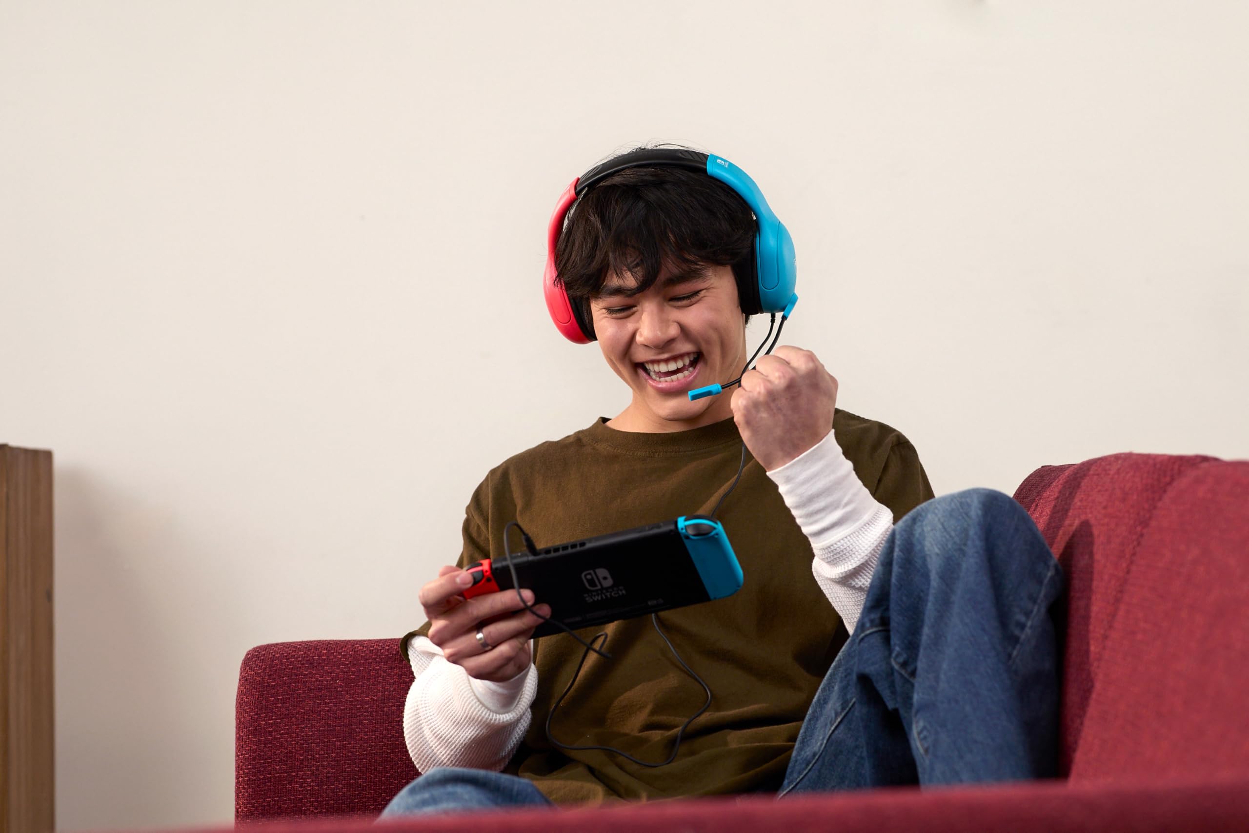 Turtle Beach Airlite Fit Wired Gaming Headset: Officially Licensed for Nintendo Switch, Nintendo Switch 2/Lite/OLED Model - Flip-to-Mute Mic, Over-Ear Comfort Cushions, 40mm Speakers - Neon Blue & Red - Nintendo Switch 2 - Very Good - Used Accessory - Image 7