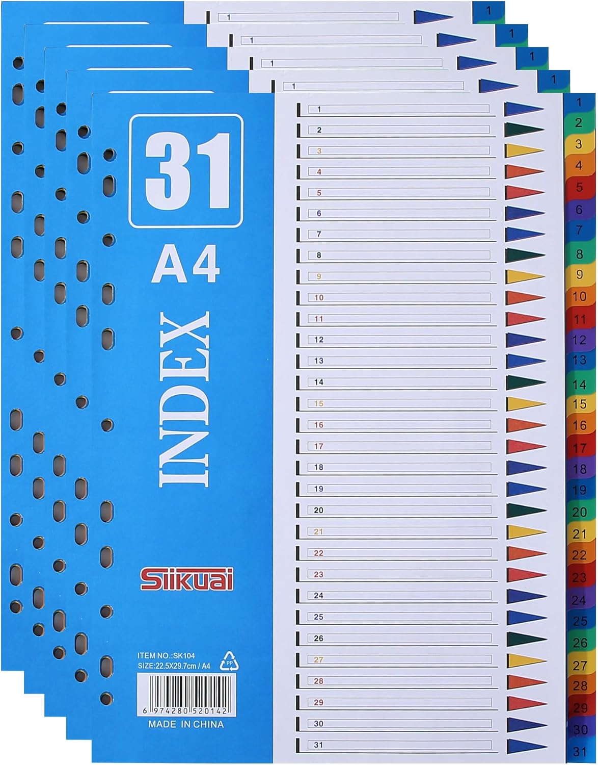 131 Part File Dividers A4, 【5Pack】Plastic A4 Folder Dividers for Ring Binders with Reinforced