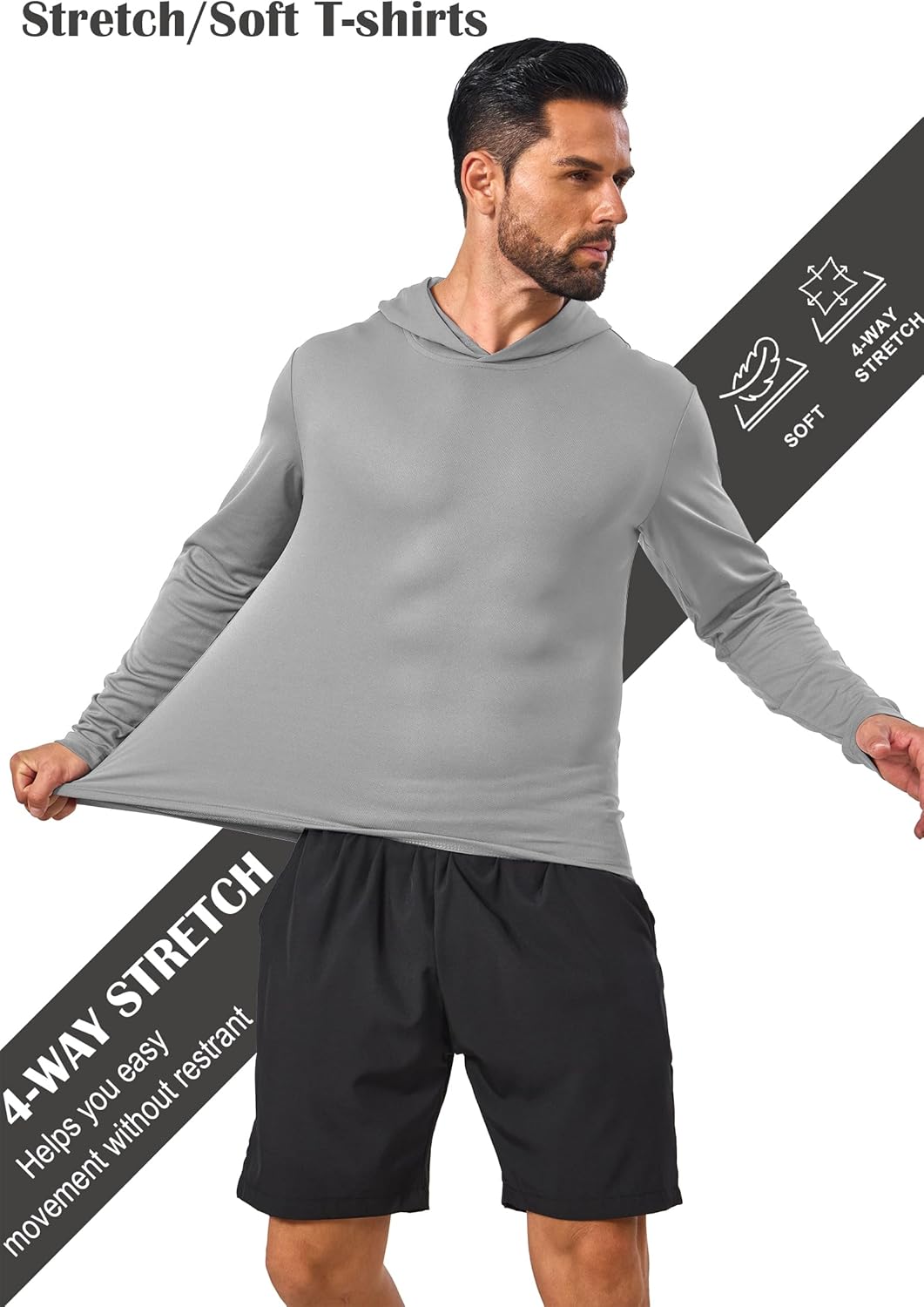 Men’s 5 Pack Sun Protection Long Sleeve Hoodie Rash Guard SPF Lightweight Quick Dry UV Shirts Outdoor Fishing Active Wear - Image 3