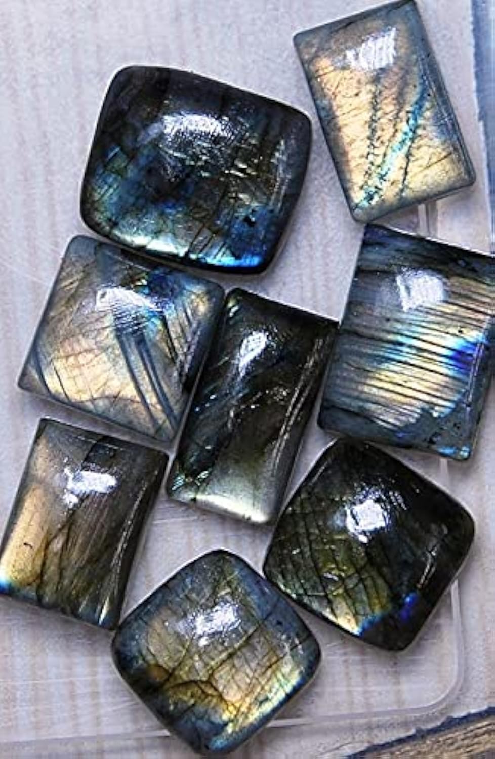 Labradorite dorée carrée LKBEADS cabochon 27mm pour bijoux haute joaillerie