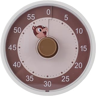 Squirrel Pattern Visual Timer, 60 Minute Silent Countdown Clock, Pomodoro Time Management Tool Kitchen Timer Battery Operated for Classroom Desk Office Study