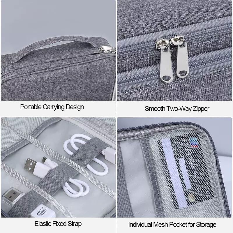 Miniatura 6 de Bolsa organizadora de cables de viaje, bolsa organizadora de cables impermeable para accesorios electrónicos para cables, cables, cargadores,