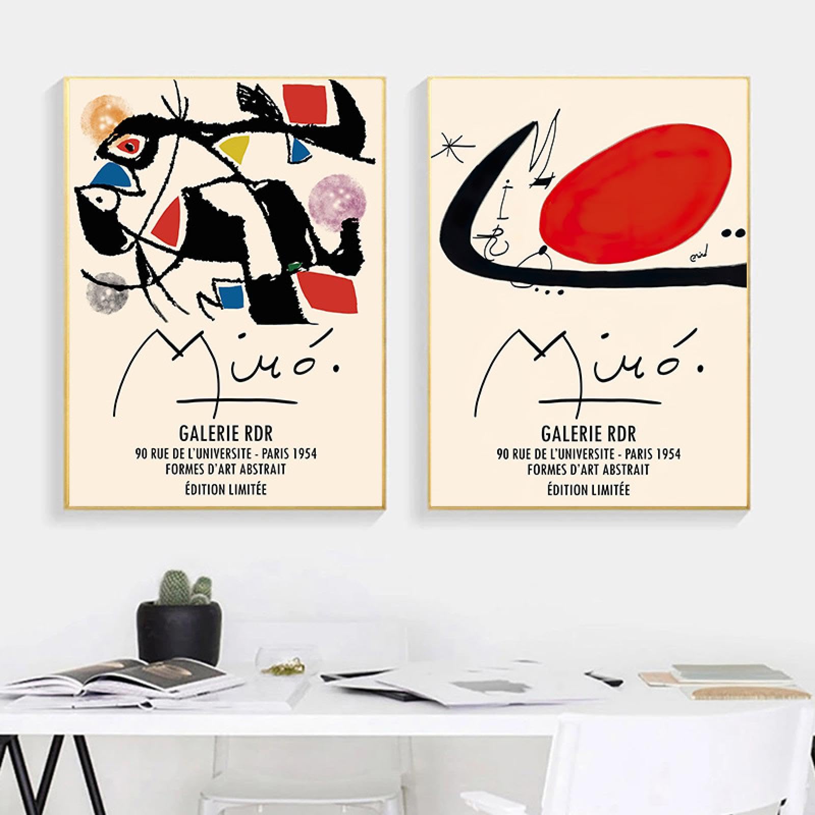 SDVIB Surrealismo Joan Miro Art Poster Stampa Tela Pittura Astratta Moderna Arte della parete Immagine per Soggiorno Decorazioni per la casa 60x80cm-2Pieces Frameless