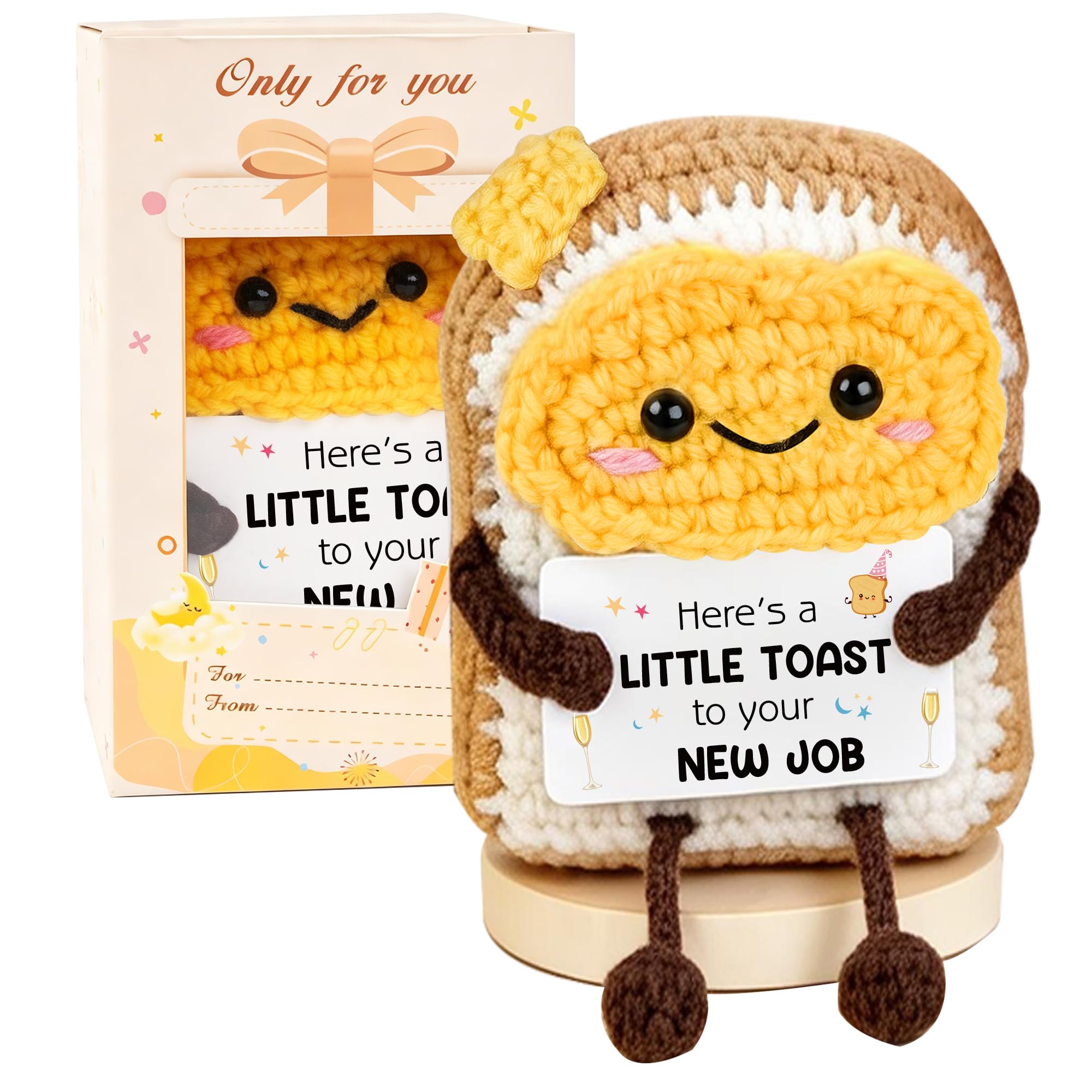 WITCOLOR New Job Gift - Handmade Crochet Toast, Motivational Desk Accessory