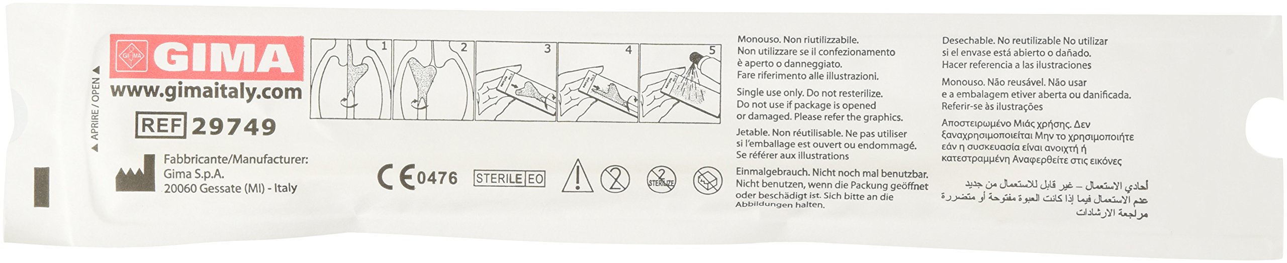 Gima Espátula B Plástico Estéril Pack 100