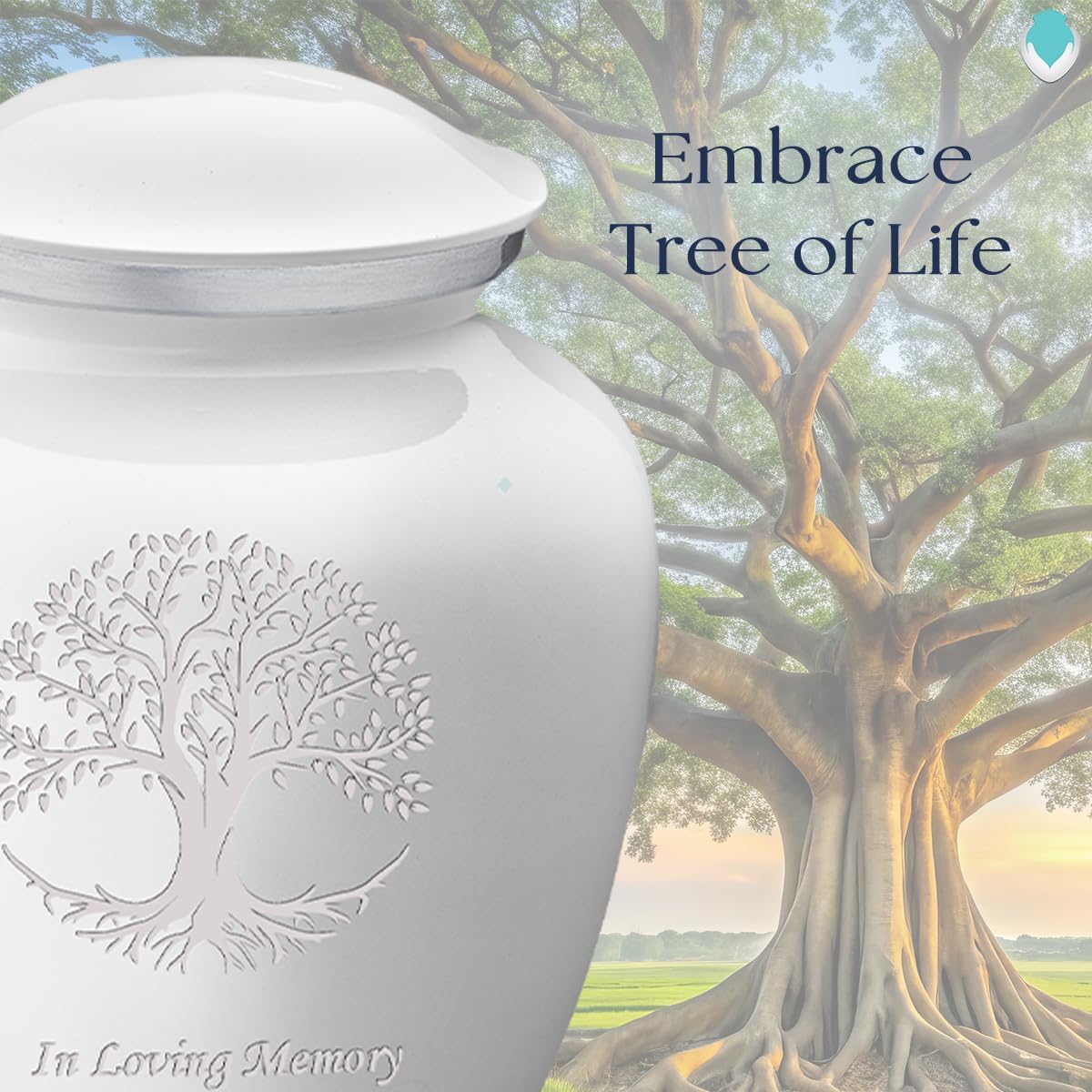 Geturns Embrace Adult Personalized Tree of Life Cremation Urns for Human Ashes I Large White Funeral Urn for Men and Women I 200 lbs