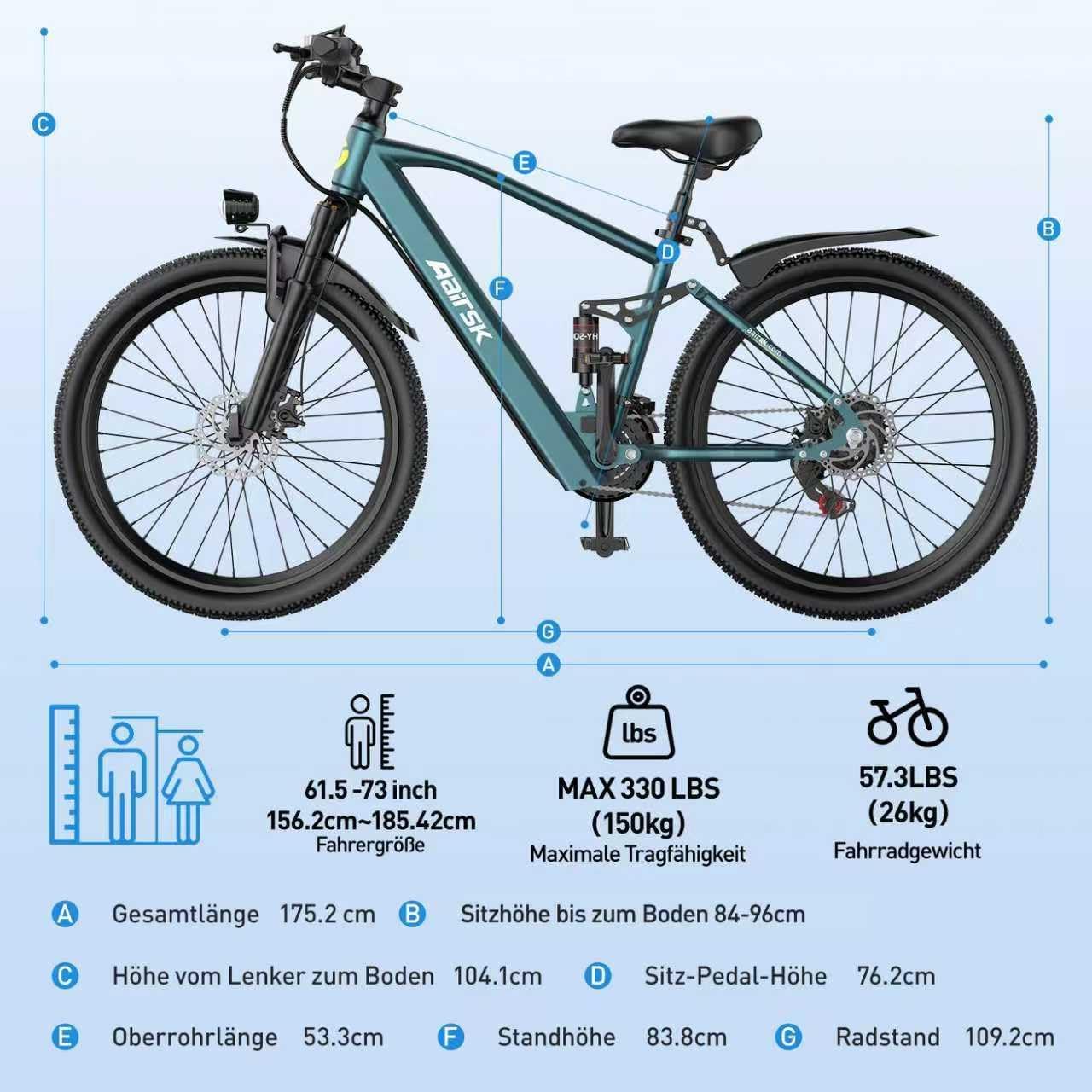 Eleglide E-Bike 26 Zoll für Damen & Herren, E-Bike 26" mit 21-Gang Schaltung 250W Motor 13Ah Akku, E-Fahrrad mit LCD Display und LED-Beleuchtung, Pedelec Citybike EBike für Erwachsene