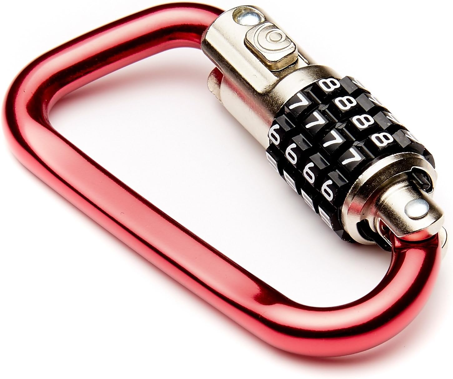 3.5" Carabiner Aluminum Multi Purpose Lock 4-Dial Combination D-Shape (Red)