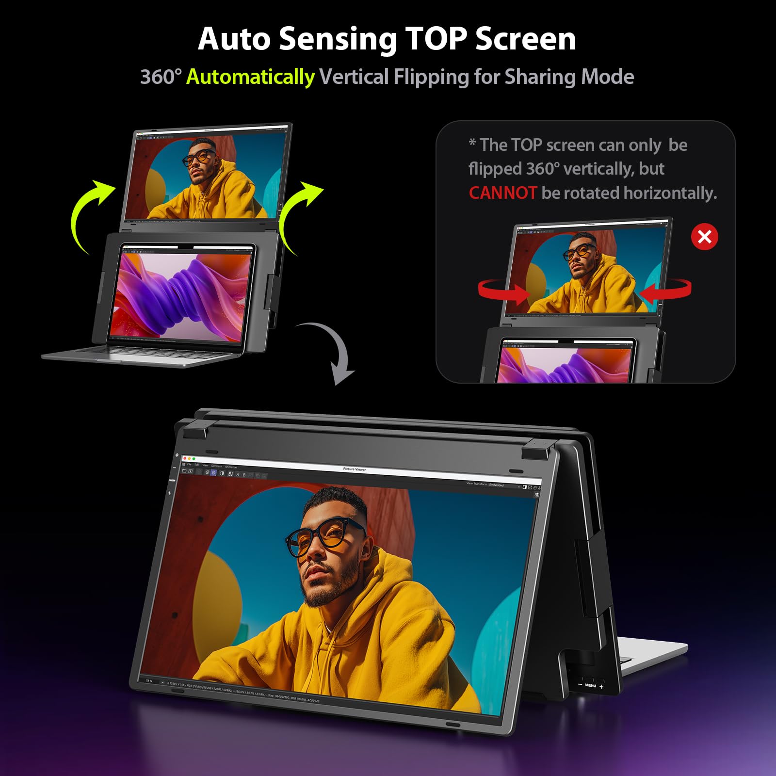 UPERFECT 18.5" 120Hz Portable Monitor, 125% sRGB Laptop Gaming Display | 1080P, HDR, FreeSync, 350 Nits Brightness, VESA Support, Stand Included, USB-C & Mini HDMI Screen for Gaming & Travel thumbnail 9