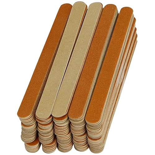 Iconikal 140-Pack 5-Inch Nail Files, 2-Sided Manicure Pedicure Tool Wood