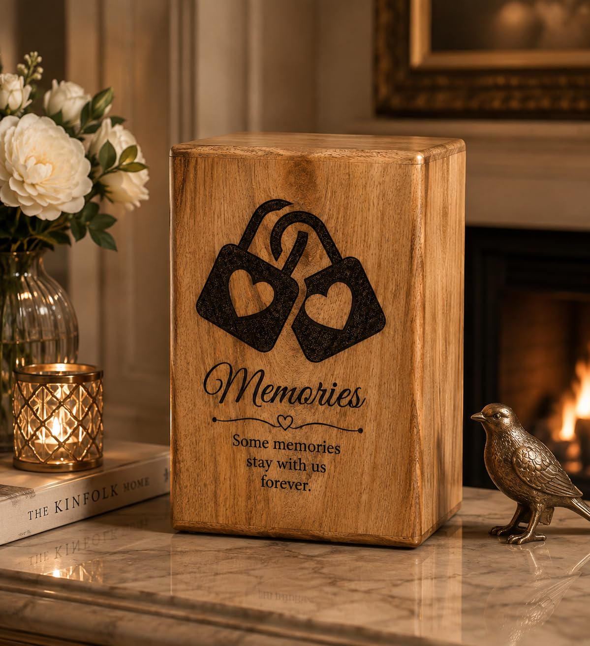 Urna commemorativa in legno personalizzata per ceneri umane, urna commemorativa a forma di cuore, urna commemorativa con incisione personalizzata, scatola dei ricordi in legno fatta a mano
