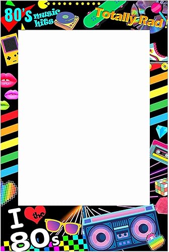 Miniatura 9 de Marco de cabina de fotos I Love 80, accesorios para cabina de fotos no precortados para un fácil montaje por uno mismo, 23 x 17 pulgadas