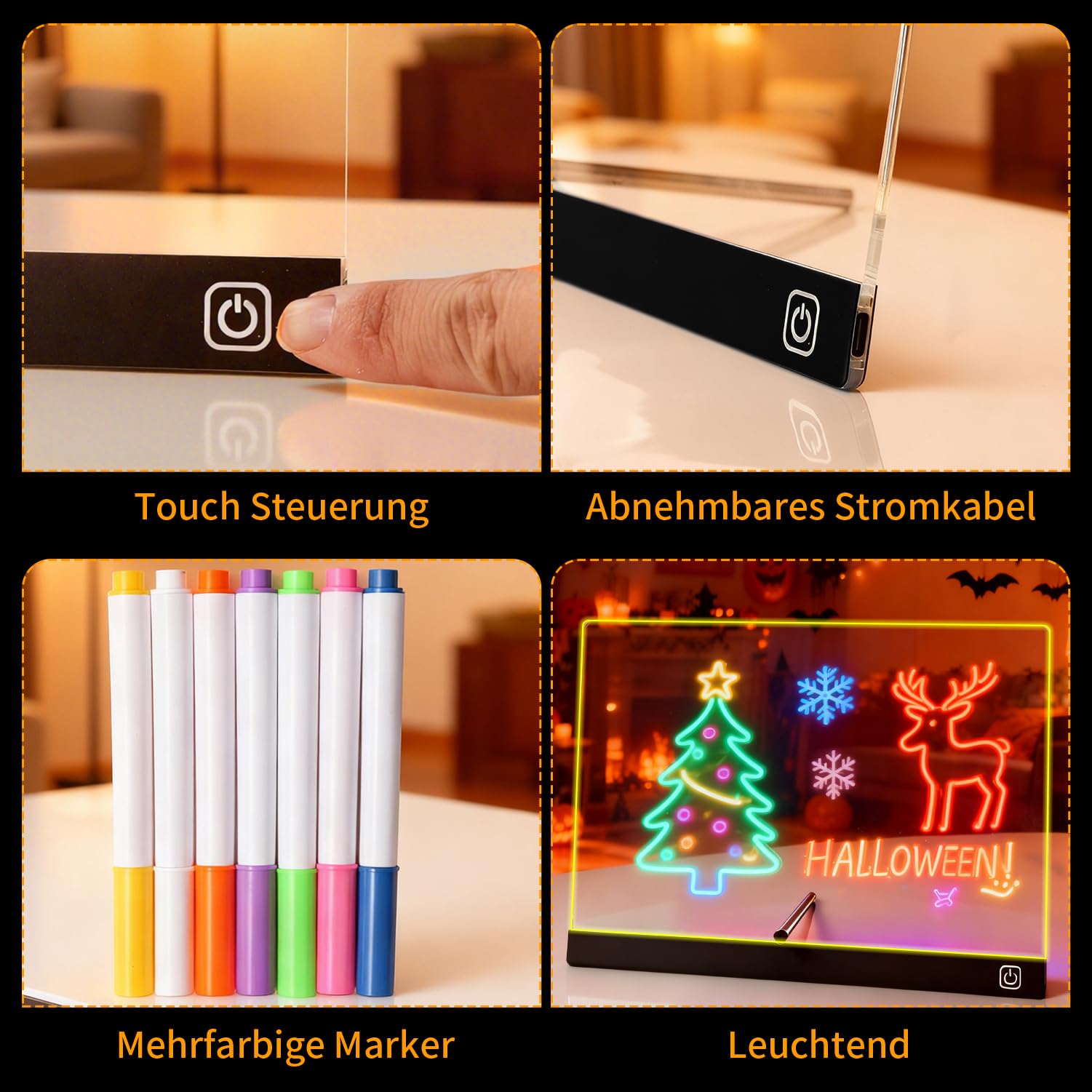 Led Zeichenbrett,30x20cm Leuchtendes Zeichenbrett mit 7 Farben & Ein/Aus-Schalter,Acryl Notiztafel Led Maltafel Drawing Board,LED Memoboard Kreatives Geschenk Spielzeug für Kinder/Mädchen/Teenager