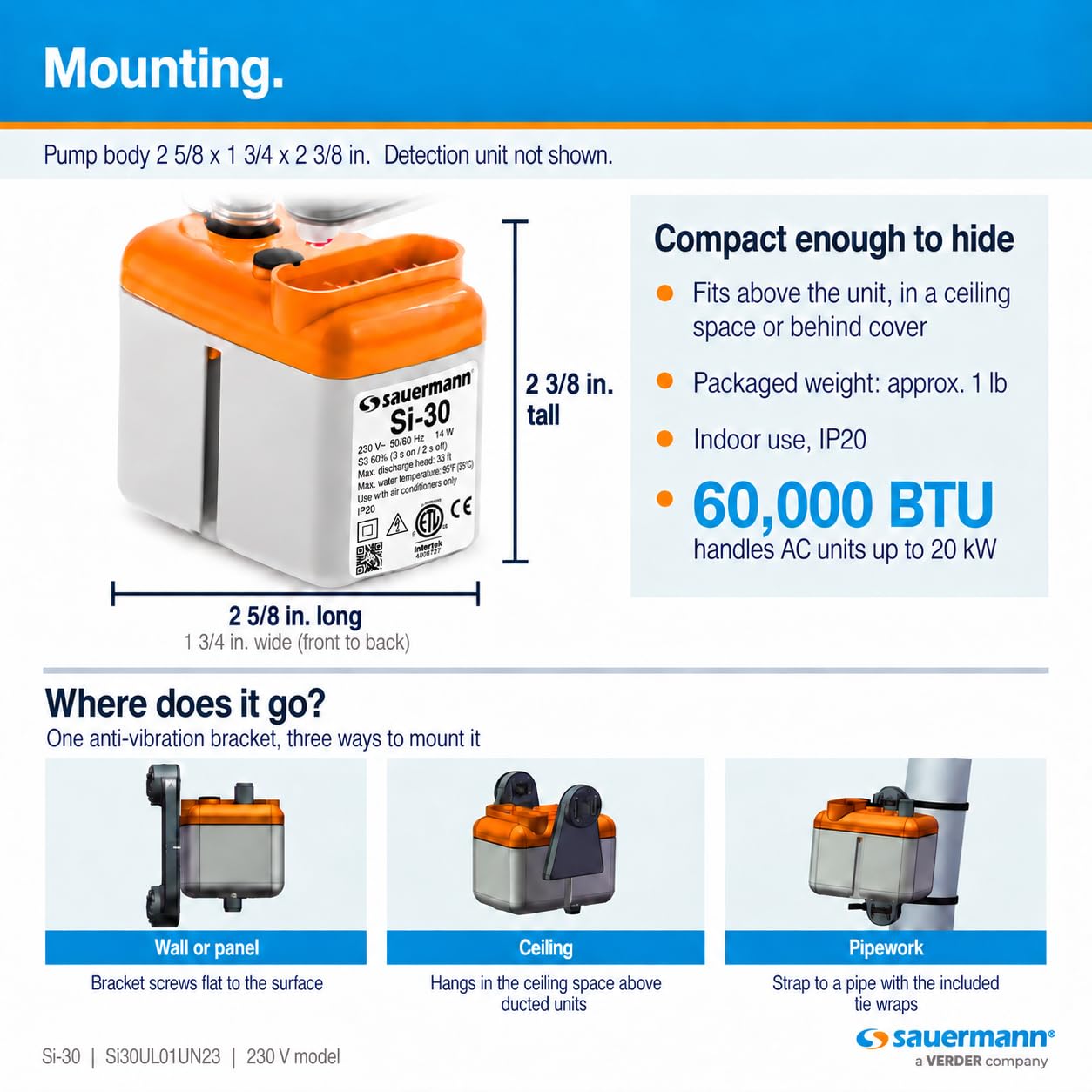 Sauermann Si-30 Condensate Pump - Ultra Quiet HVAC -3 Sauermann Si-30 Condensate Pump - Ultra Quiet HVAC -3