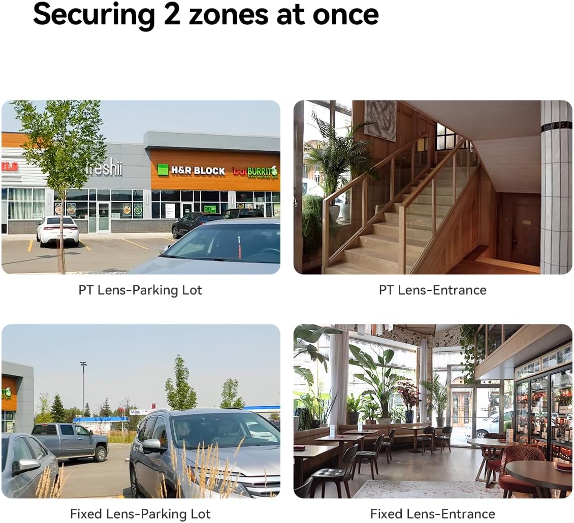 Imou Cruiser Dual securing two zones at once with fixed and PT lenses