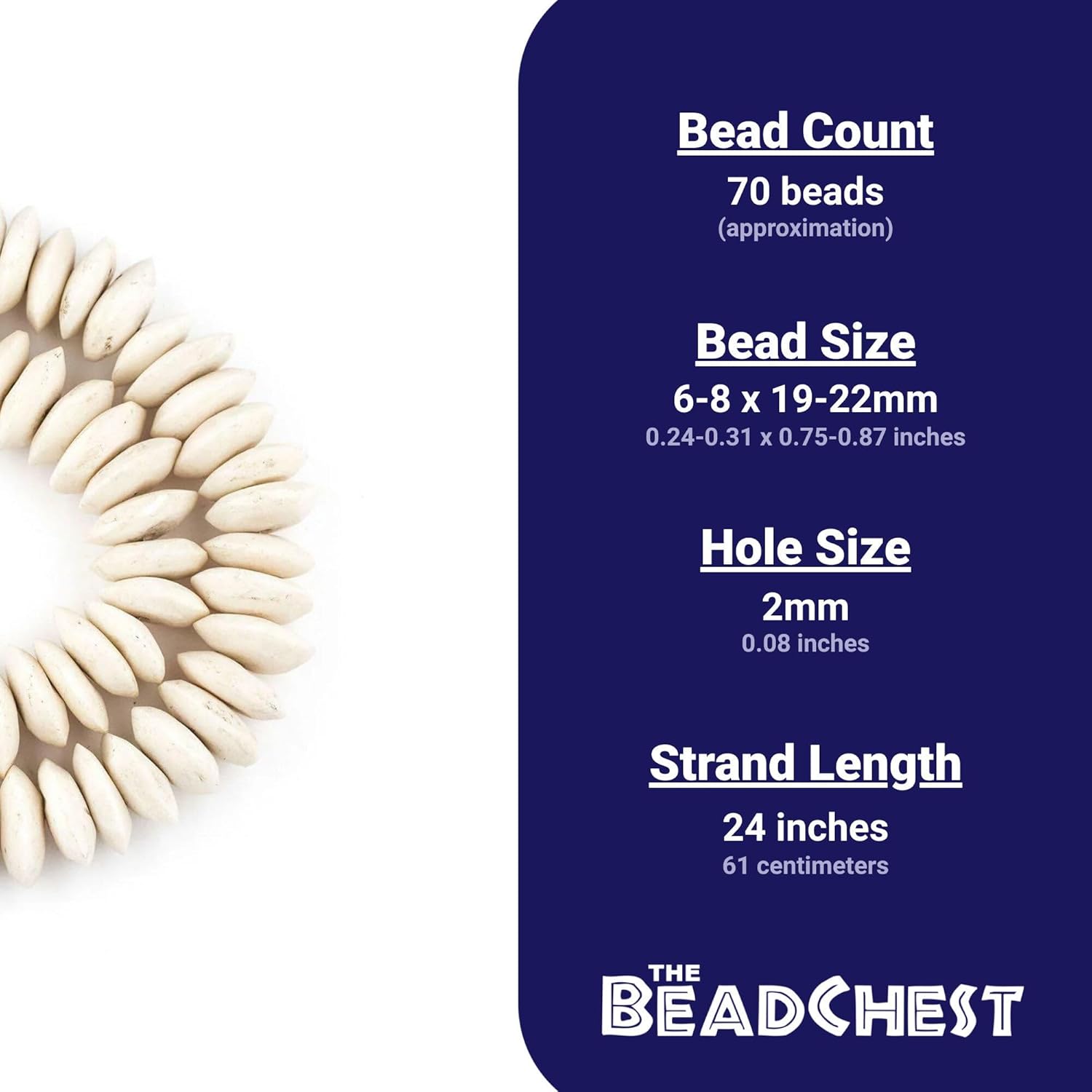 The Bead Chest White Bone Beads Saucer 21mm Kenya African Large Hole 24 Inch Strand Handmade