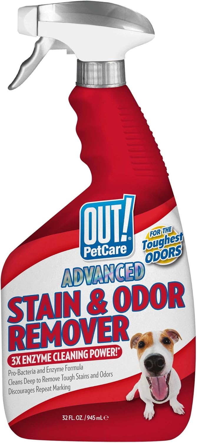 OUT! PetCare Advanced Stain and Odor Remover | Pro-Bacteria and Enzyme Formula for Tough Stains and Odor | 32 oz (Pack of 2) : Pet Supplies