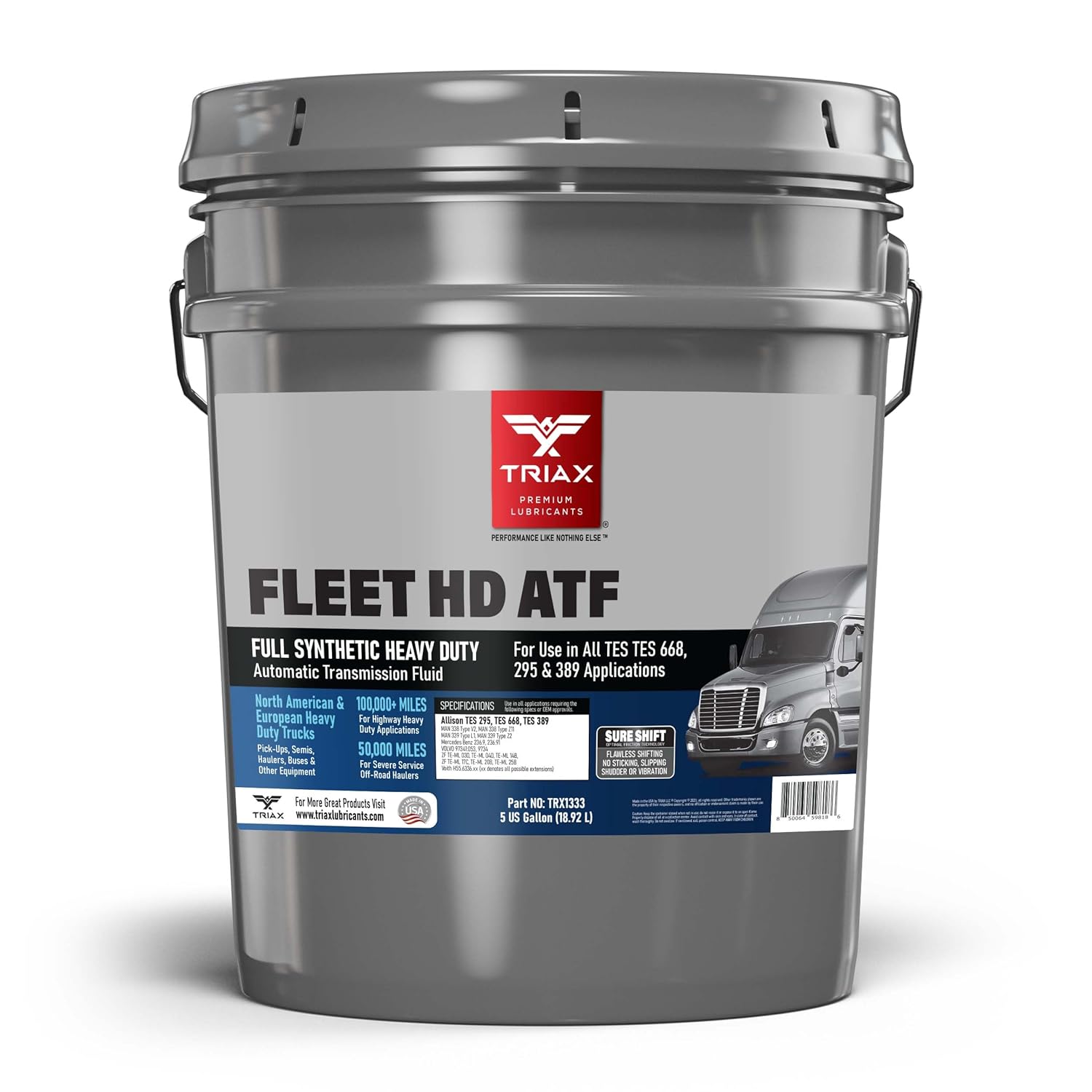 TRIAX Fleet HD ATF Full Synthetic TES 295, TES 668 | Heavy Duty Automatic Transmission Fluid | Long Drain (5 Gallon)