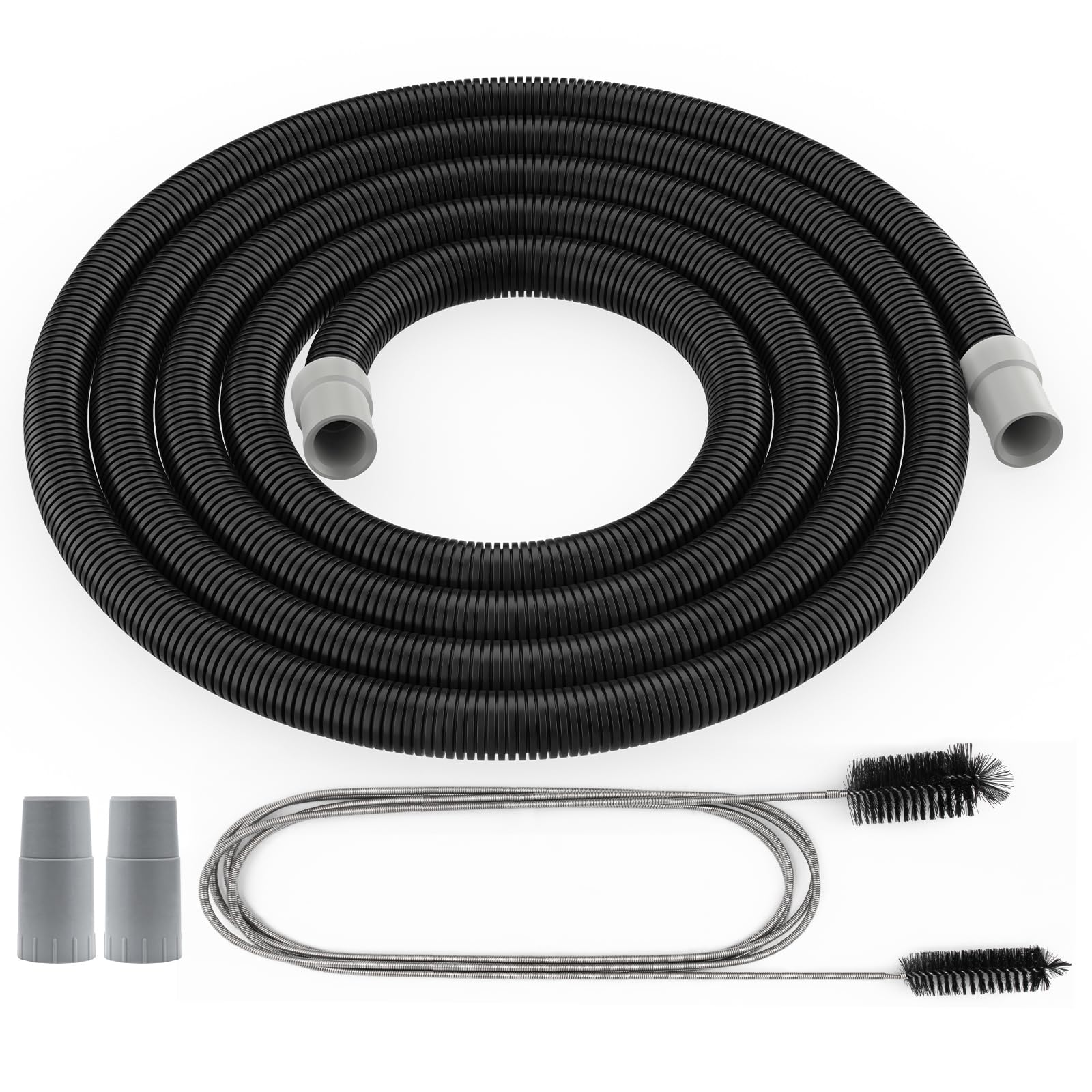 A20015 Ribbed Hosing with A304 Rubber Adapter for Fluval - Aquarium Filter Tubing Replacement Part Compatible with Fluval 304/305/306/307/404/405/406/407 with Brush