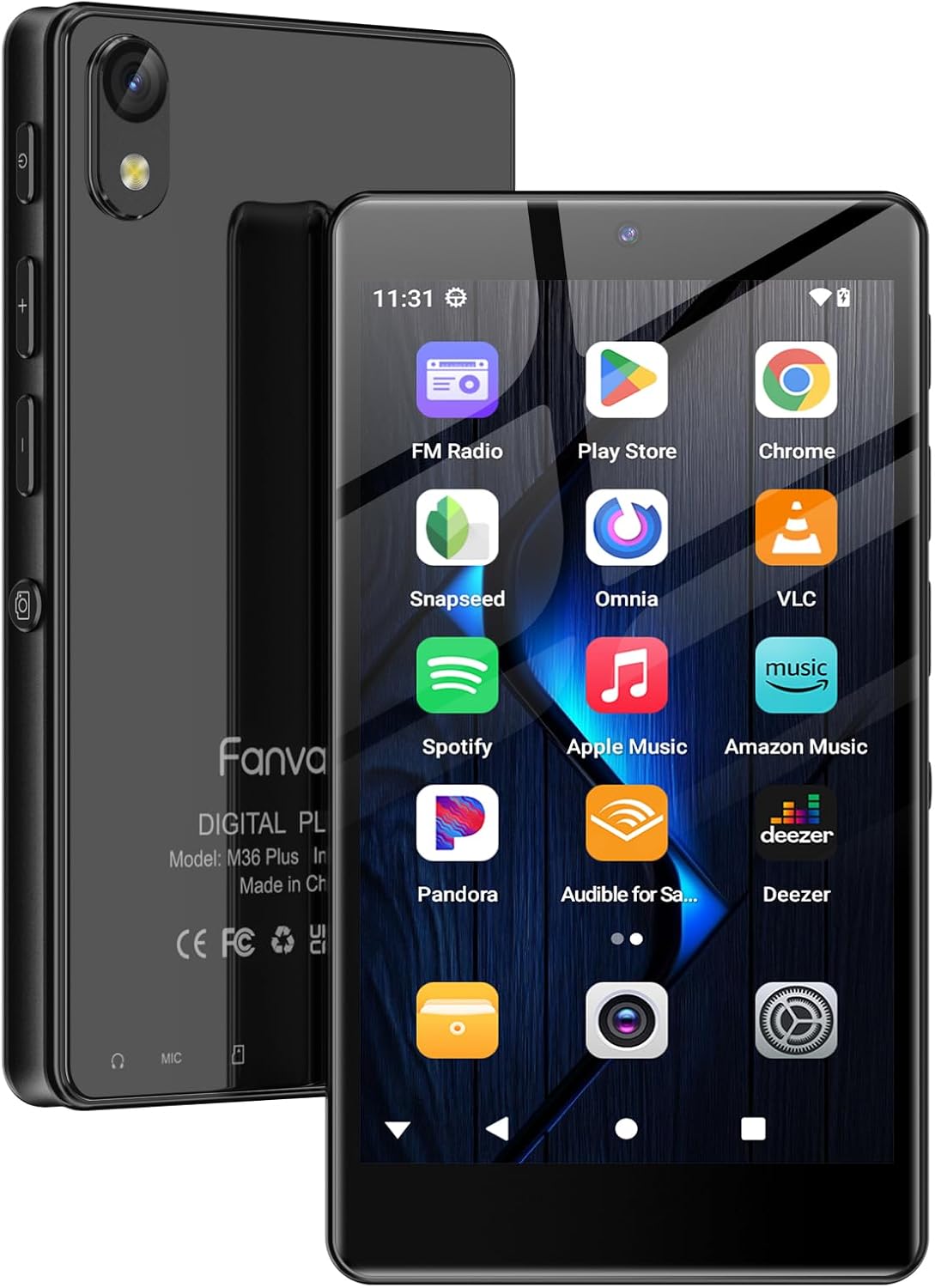 96GB MP3 Player with Bluetooth Camera, Android 13 MP3 MP4 Players with 4" Touchscreen and Speaker, 4GB RAM & 32GB ROM, MP3 Music Player with Spotify, Audible, Amazon Music, Play Store