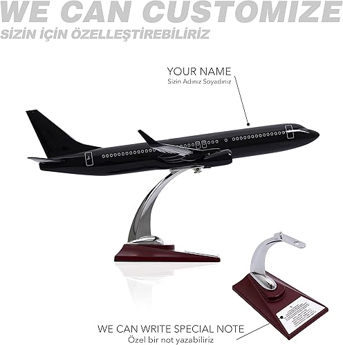 Miniatura 2 de Zekupp Boeing 737-800 1100 modelo de avión de color negro