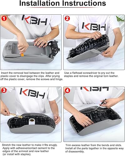 Miniatura 5 de KBH Funda para reposabrazos de consola central automática para Jeep Grand Cherokee 2011-2020 y Dodge Durango 2011-2020 de repuesto de cuero de