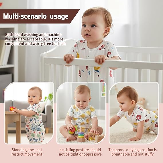 Baby Rompers 100% Cotton 0-12 Months Boy&Girl Summer Clothes Short Sleeve Newbron Outfits Soft Everyday 3PC
