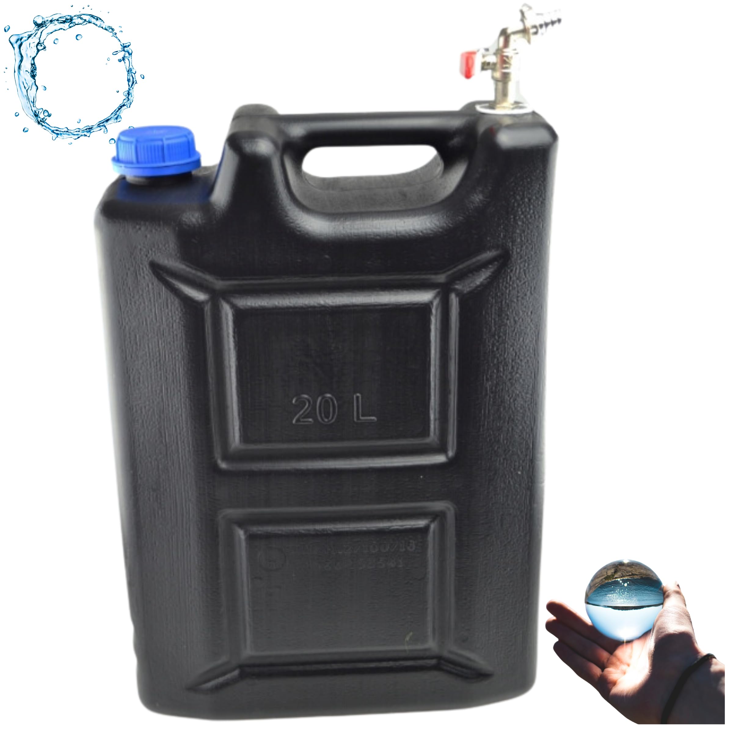 Bidon à eau 20 l en plastique noir, réservoir d'eau avec robinet pour camping, bidon d'eau potable, réservoir d'eau en plastique pour la maison, le jardin, la voiture, camping, fermeture étanche