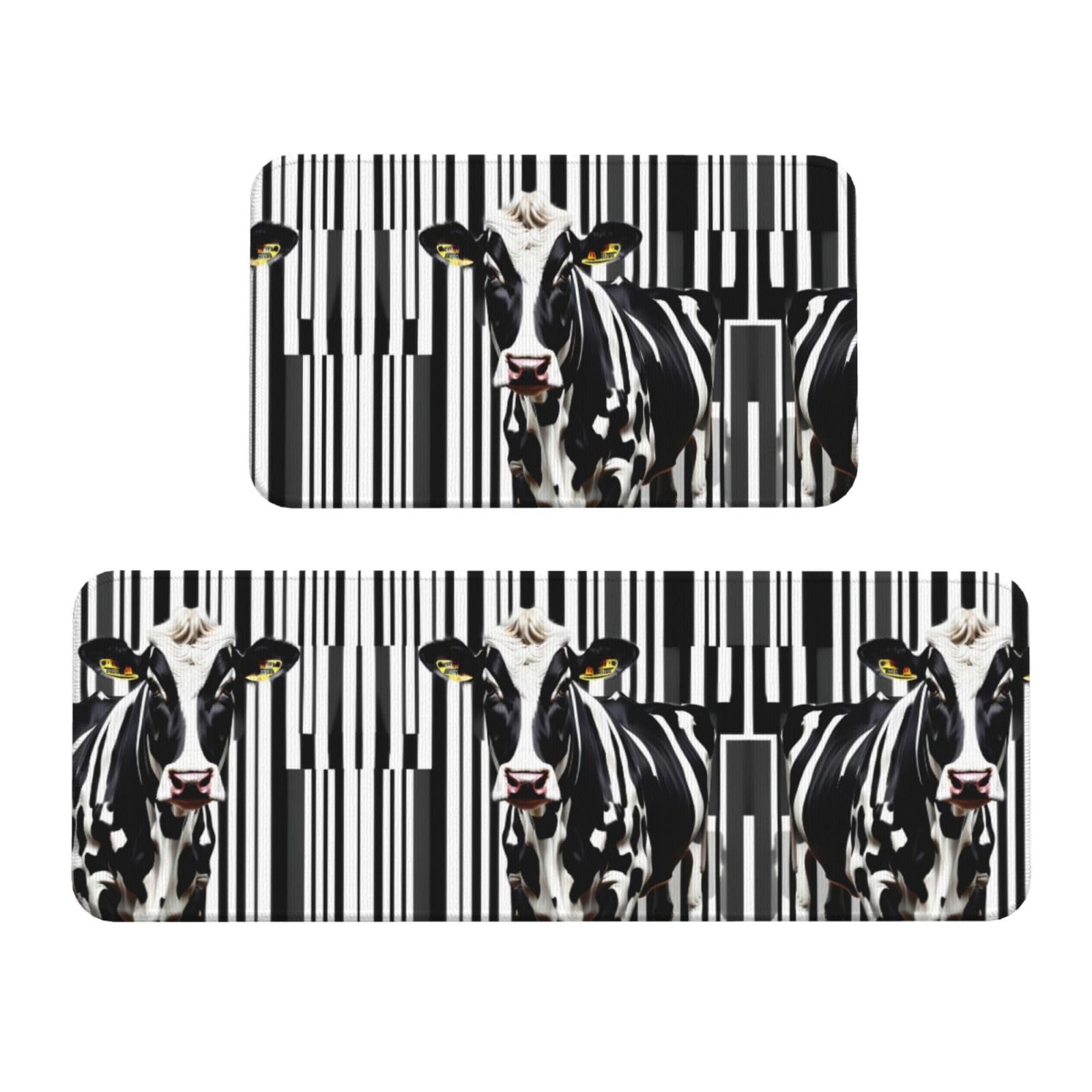 Juego de 2 tapetes de cocina antideslizantes impermeables con estampado de vaca