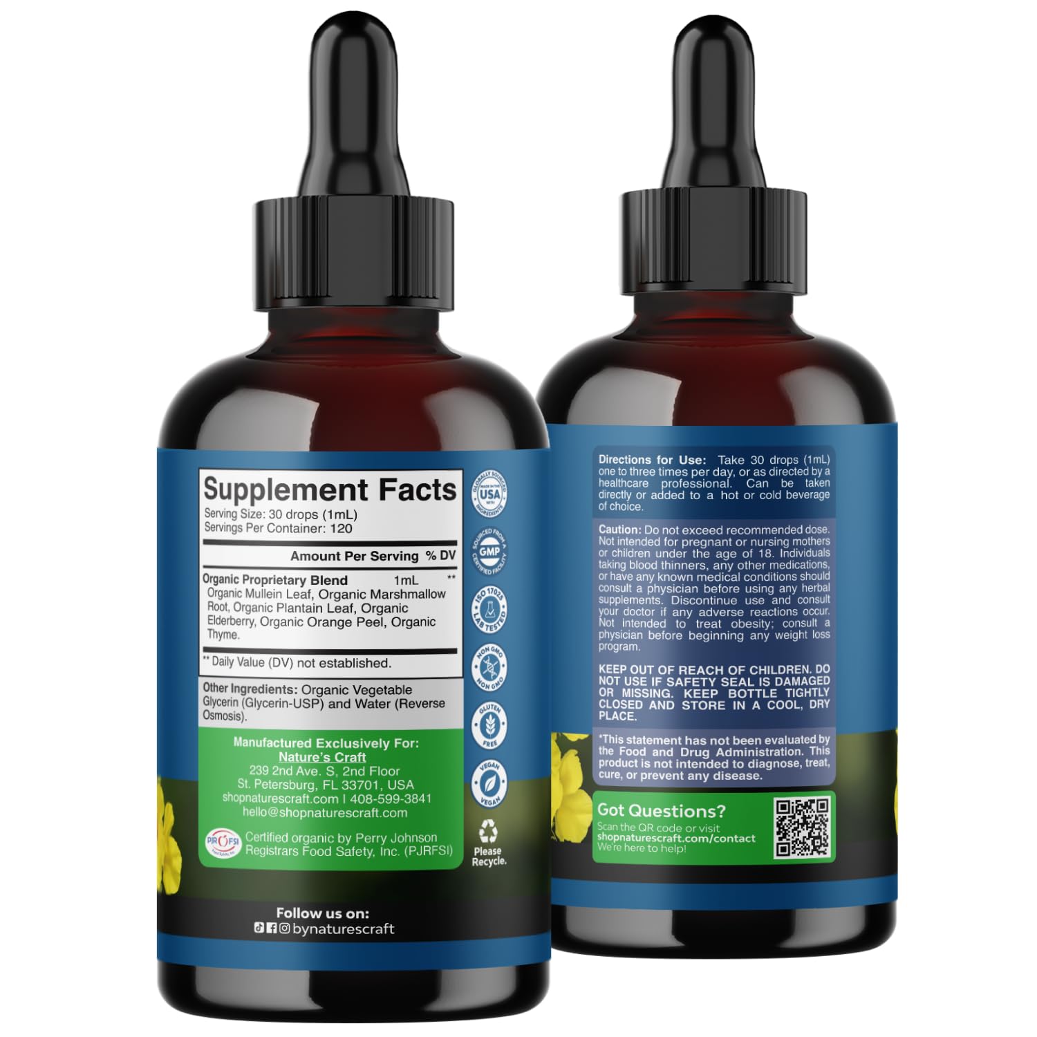 Organic Mullein Drops for Lungs - Herbal Lung Detox & Cleanse with Marshmallow Root Extract & Plantain Leaf for Respiratory Lung Health - Mullein Leaf Tincture Drops for Breathing Support - 4 Fl Oz — Amazon image 8
