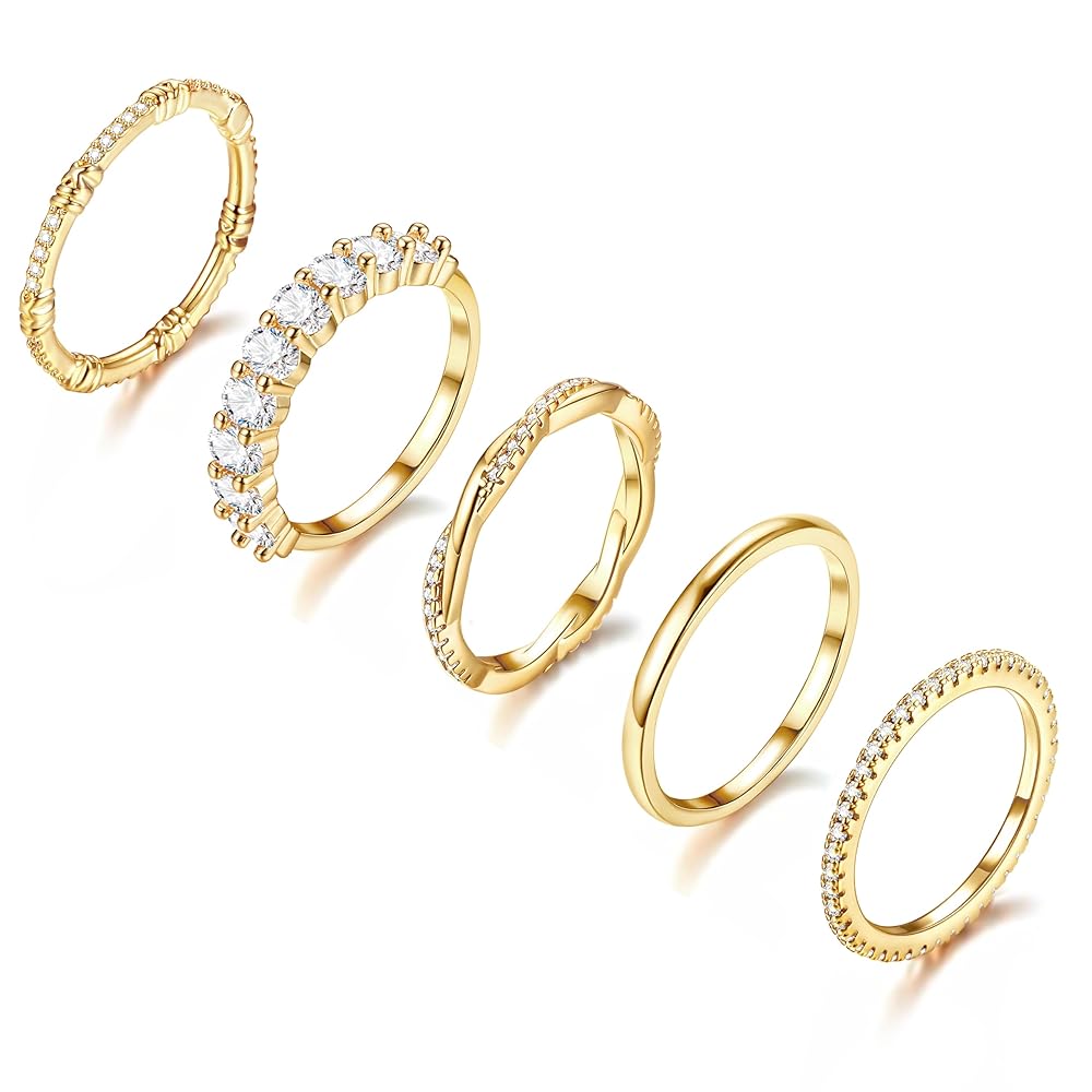 Set 4 Anelli Regolabili Donna - Placcati Oro 18kt, Stile Nocche E Impilabili - Foto 11