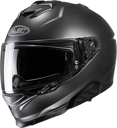 HJC i71 - Casco de motocicleta de metal natural, aprobado por DOT (titanio semiplano, grande)