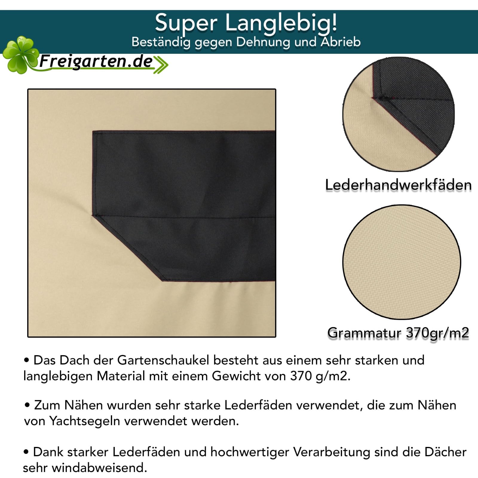 Universal Sonnendach für Hollywoodschaukel Dach-Plane für Garten-Schaukel Dachplane Ersatzdach (Beige)
