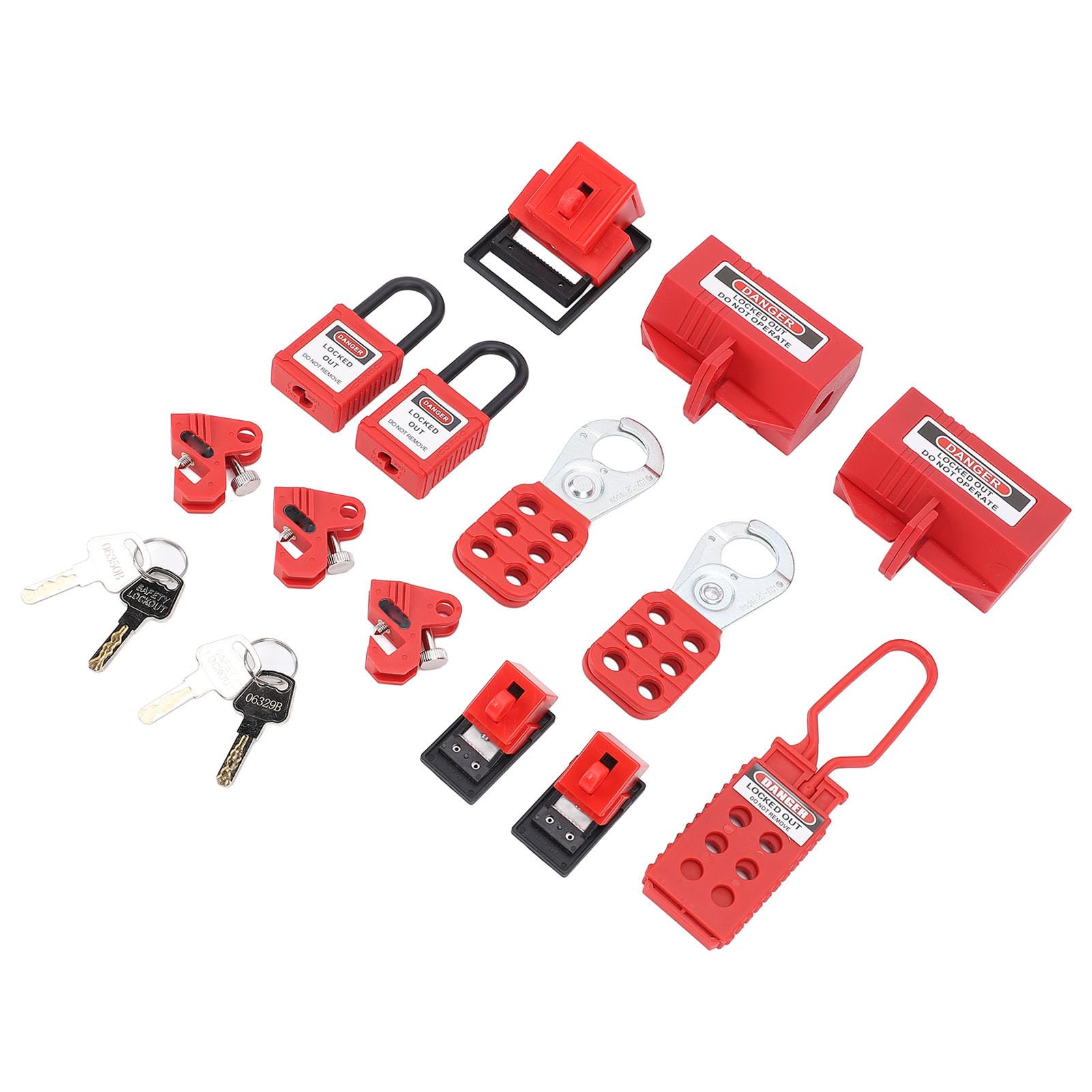 Kit de Bloqueo y Etiquetado, Kit Loto de Seguridad Eléctrica que Incluye Bloqueo de Disyuntor con Abrazadera, Candados, Cerrojos, de Enchufe, Cable, Válvula de Bola, Caja de Herramientas,