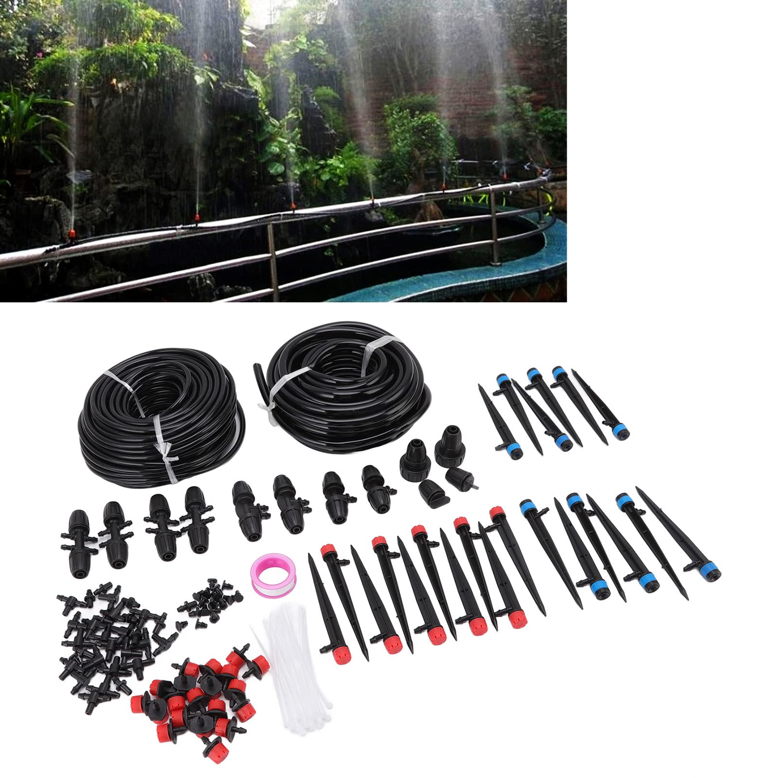 Kit de riego por goteo lvifloae con tubería de 98,4 pies