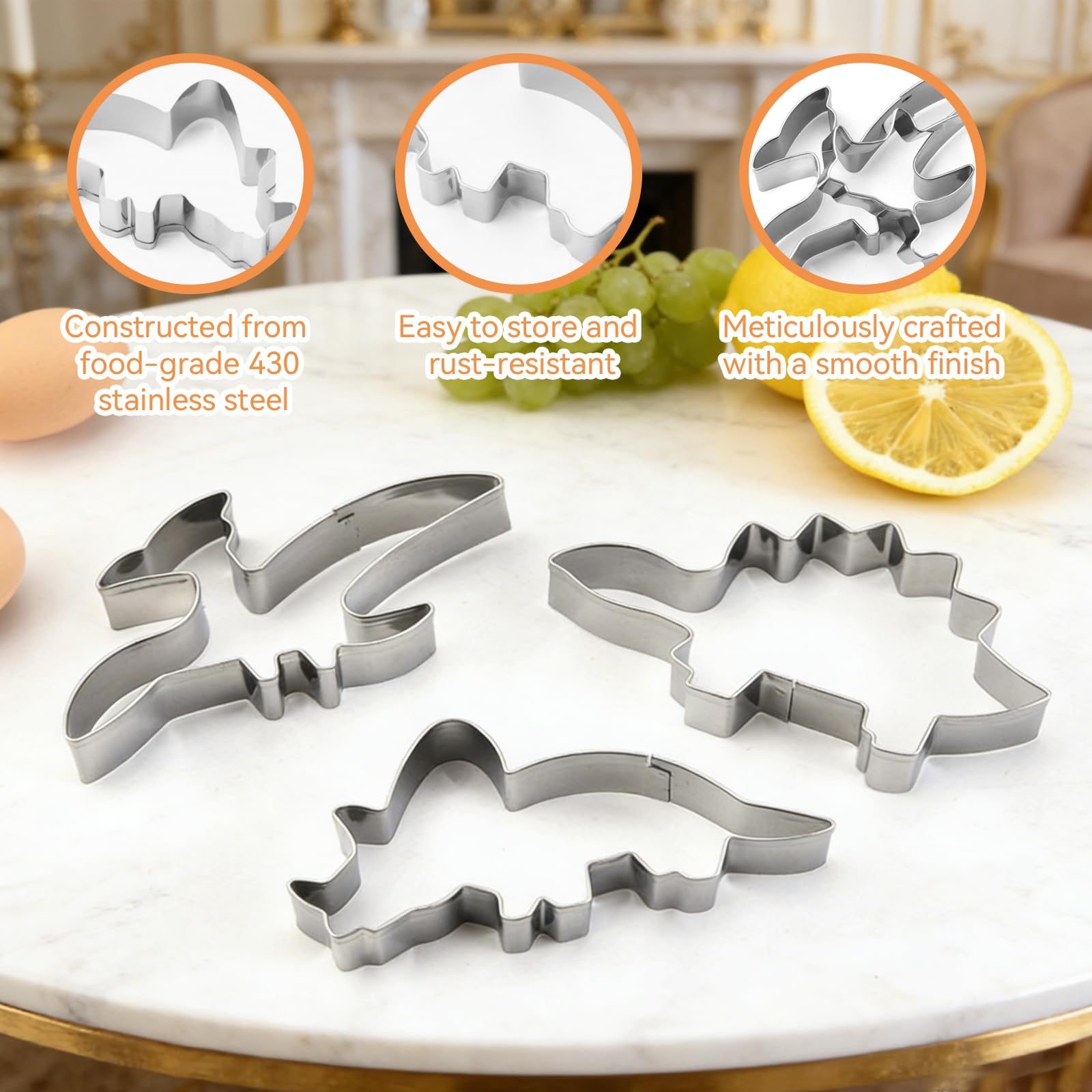 MINGBOLIN 10 Piezas Cortadores de Galletas Dinosaurio en Acero Inoxidable – Moldes Galletas y Cortador Galletas para Repostería Doméstica de Galletas, Chocolate y Pasteles — view 3