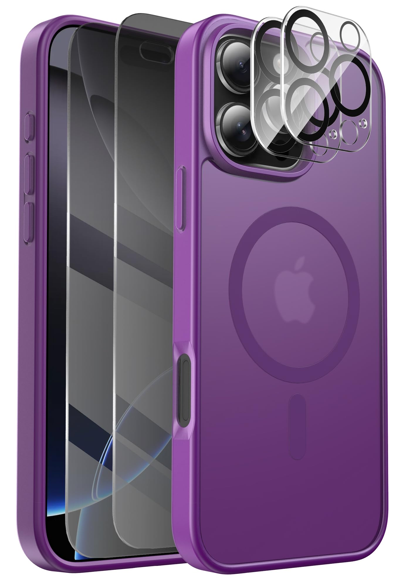 Mangix for iPhone 16 Pro Max Case,Compatible with MagSafe,Packed Privacy Screen Protectors X2 Translucent Shockproof Phone...