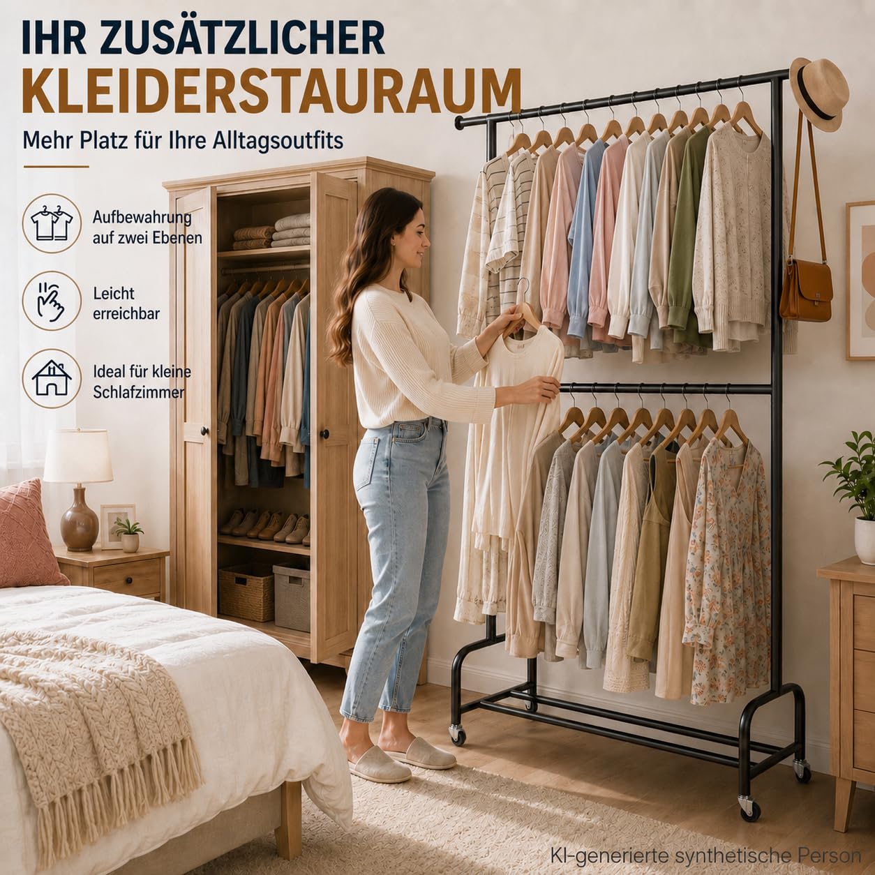 Yorbay Robuste Schwerlast Kleiderständer auf Rollen: Tragkraft 210 kg | Multifunktioneller Metall Kleiderstange mit Regal - Platzsparende Garderobenständer für Schlafzimmer Wäscheraum