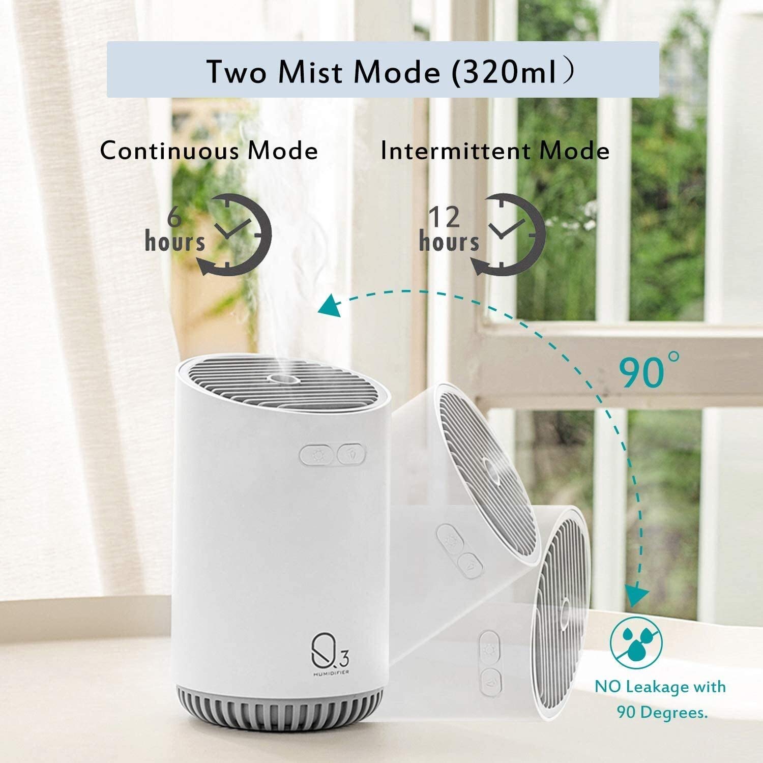 Domésticos Humidificador inalámbrico Mini Viaje portátil Humidificador de Niebla fría(Bianco)