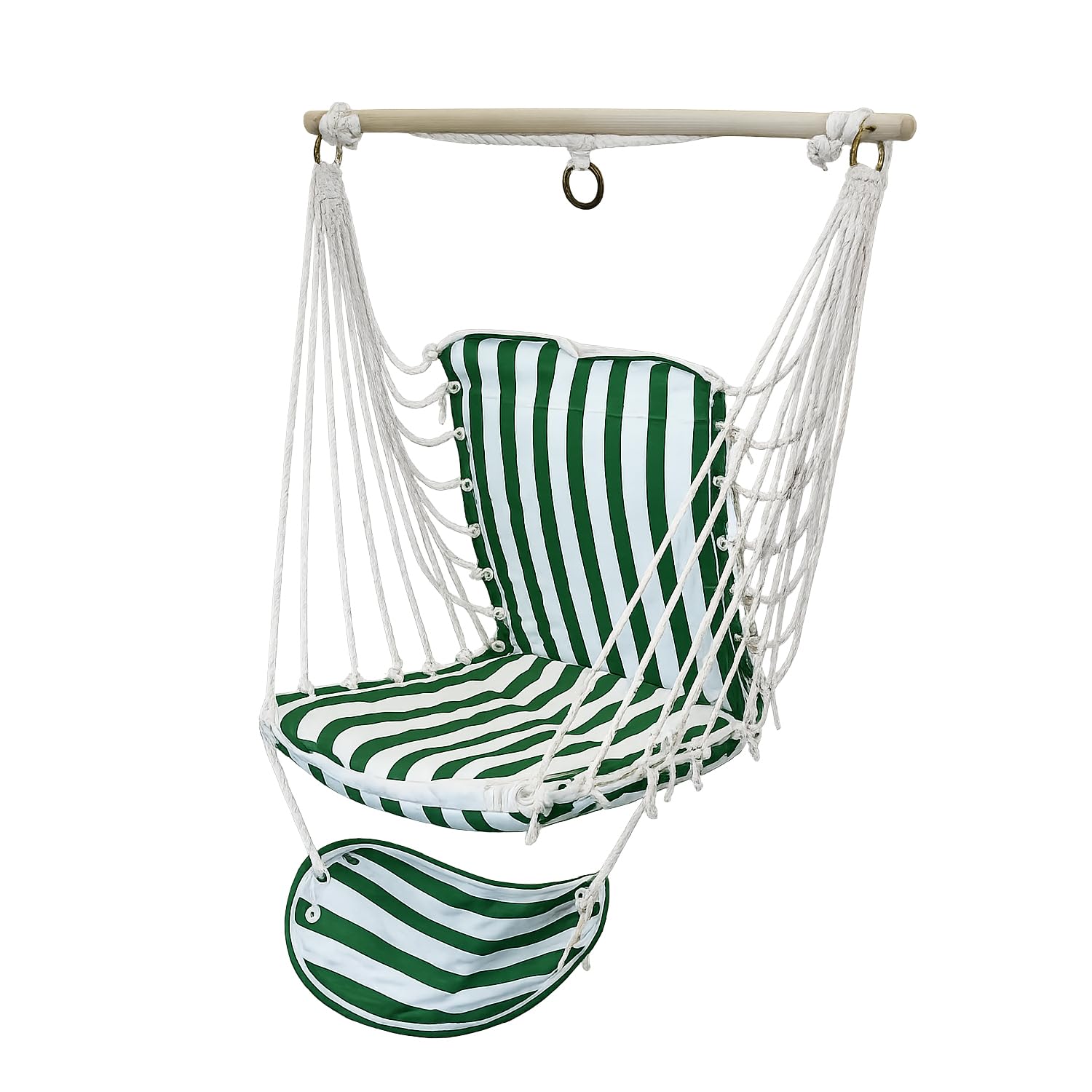 Crisalide® - Amaca a Poltrona da Giardino con Poggiapiedi, Sedia Sospesa con Barra in Legno, Copertura in Poliestere, Design Salvaspazio, Ideale per Terrazzo, Balcone e Giardino