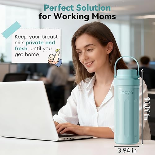 Miniatura 4 de Inaya Botella enfriadora portátil de leche materna de 22 onzas, enfriador de leche materna de viaje con 24 horas de enfriamiento, esenciales de