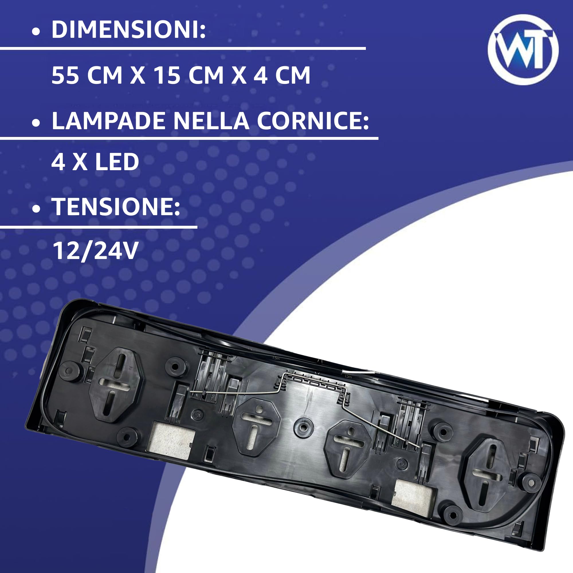 Porta targa con retroilluminazione 12V 24V LED Universale, luce targa per rimorchi, semirimorchi