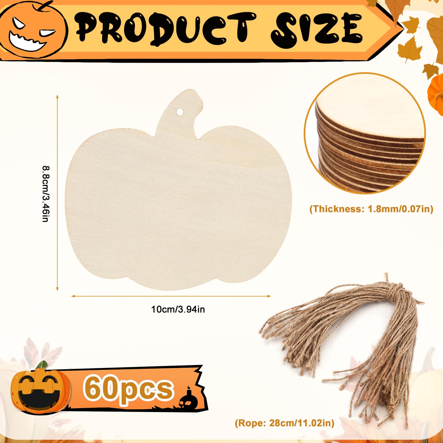 Set fai da te per Halloween, 24 pezzi, in legno, per bambini, per il fai