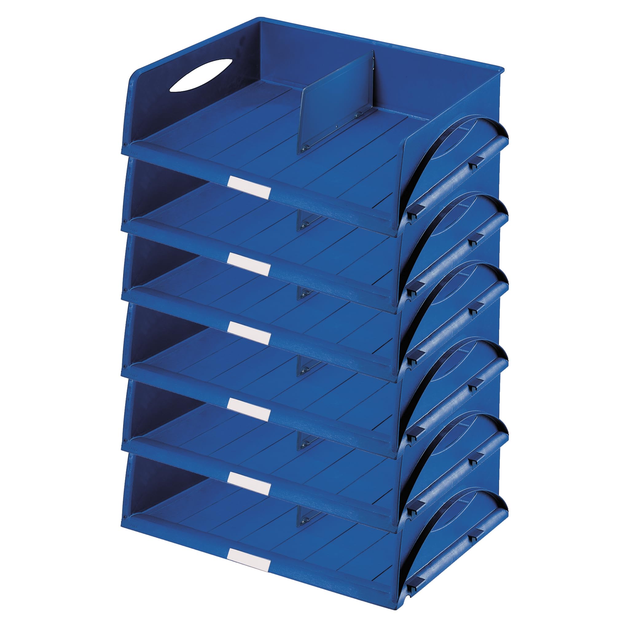 Leitz Ablagekorb Querformat A3, 6er Pack, Ideales Sortier- und Ablagesystem für Poststellen und Kopierräume, Blau, Sorty, 52320035