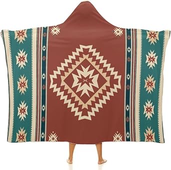 Southwestern Native American Aztec Ethnic Navajo Indian Pattern Throw Blanket Soft Lightweight Durable Arctic Velvet Blanket for Bedroom Living Rooms Sofa Couch Travel