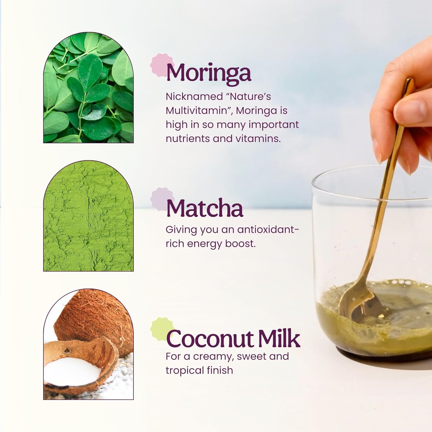 Blume Superfoods Latte - Matcha Powder with Coconut, Natural Caffeine, L-Theanine, All Day Energy & Focus, Sugar-Free, Moringa, Vegan, Organic Matcha Latte from Shizuoka Japan, Green Tea - 25 Servings